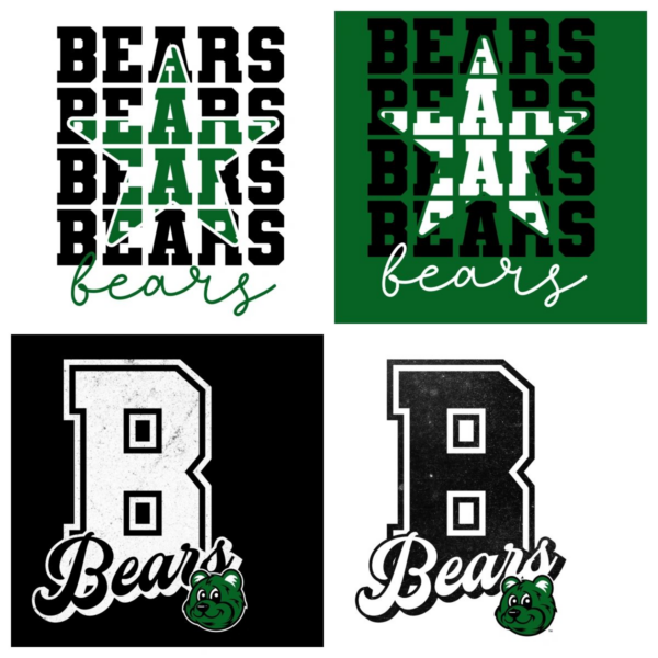 A set of four bears logos with the letter b.