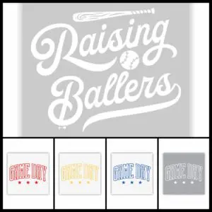 A series of four images with the words raising ballers on them.