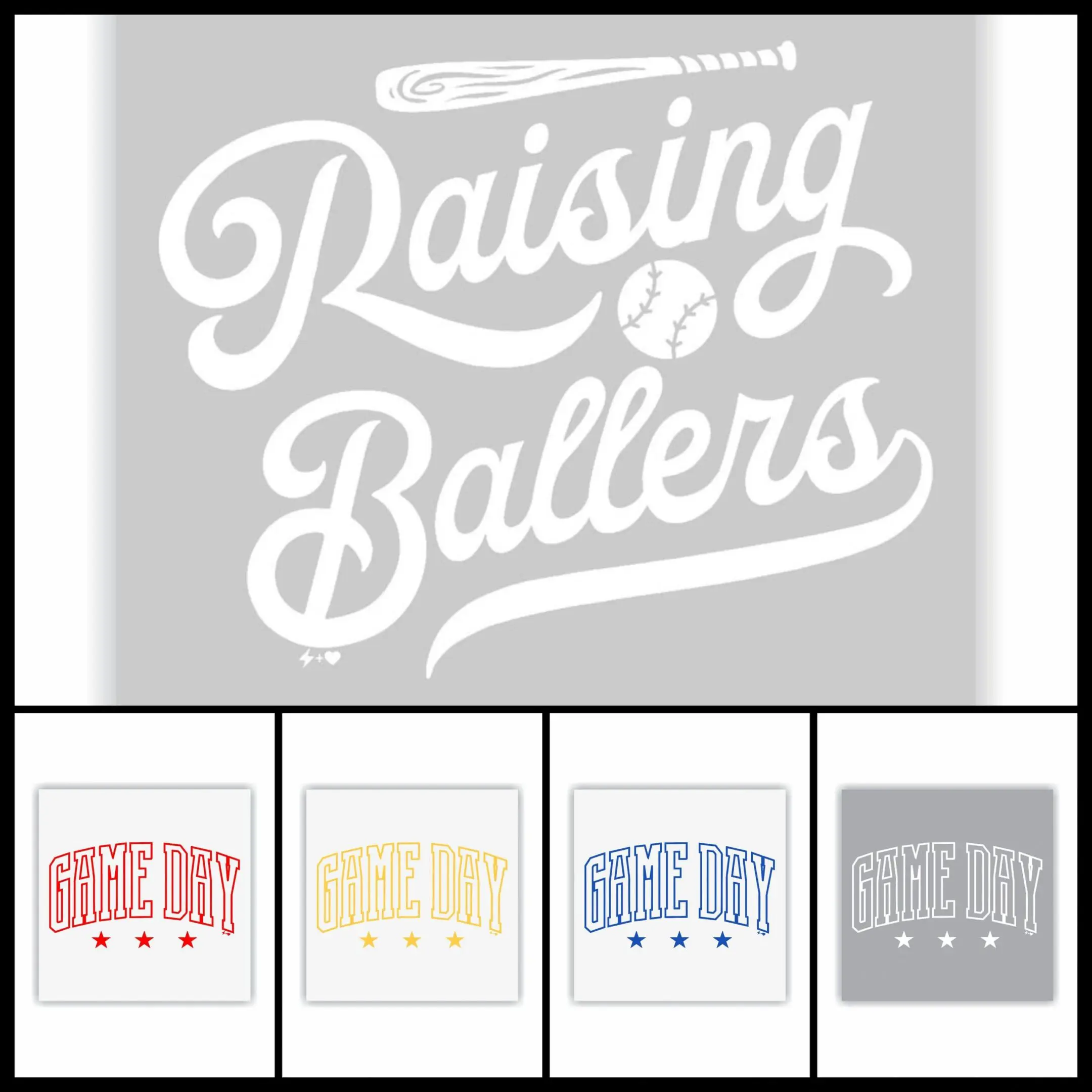 A series of four images with the words raising ballers on them.