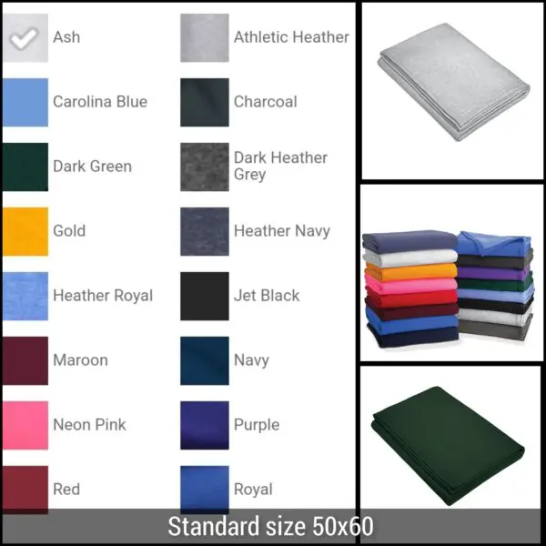 A color chart of different colors and sizes.