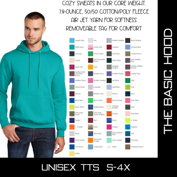 A man in a green hoodie with many colors