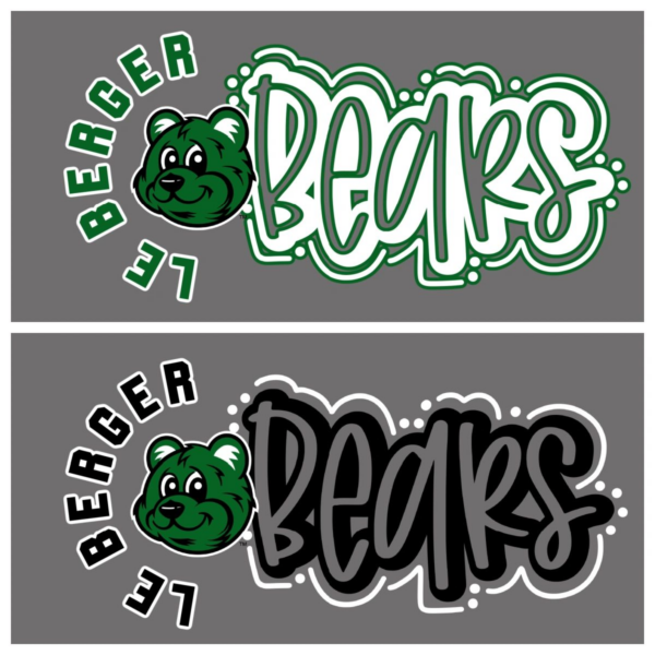 Two different designs of the same bear with a name.