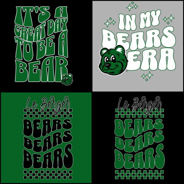 Four different bears era shirts with a bear on each.