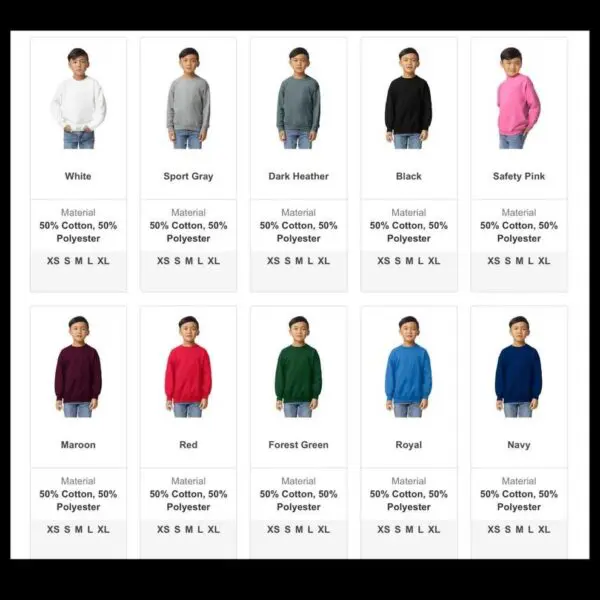A bunch of different colored shirts are on the same page