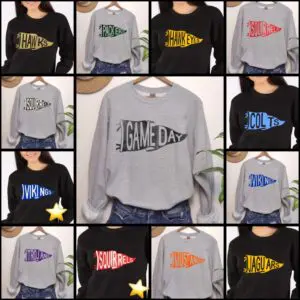 A group of people wearing different colored sweatshirts.