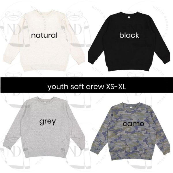 A group of four different colored sweatshirts.