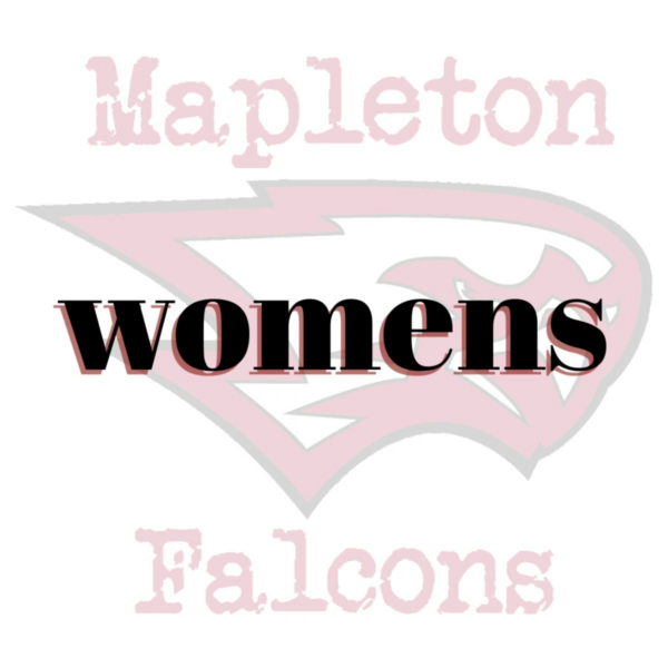 A picture of the word women in front of a red and black logo.