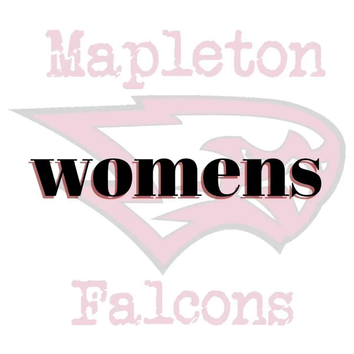A picture of the word women in front of a red and black logo.
