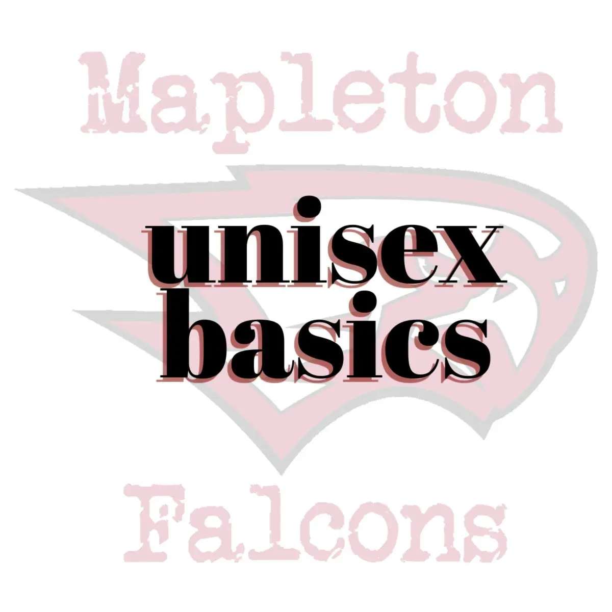 A black and white picture of the words " unisex basics."