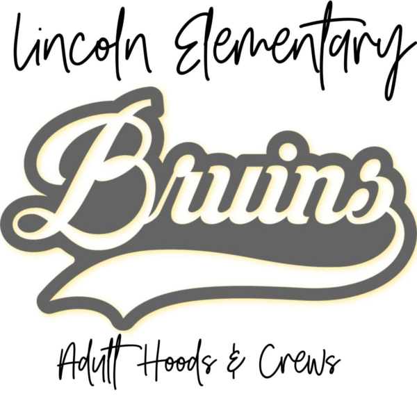 A black and white logo of the lincoln elementary bruins.