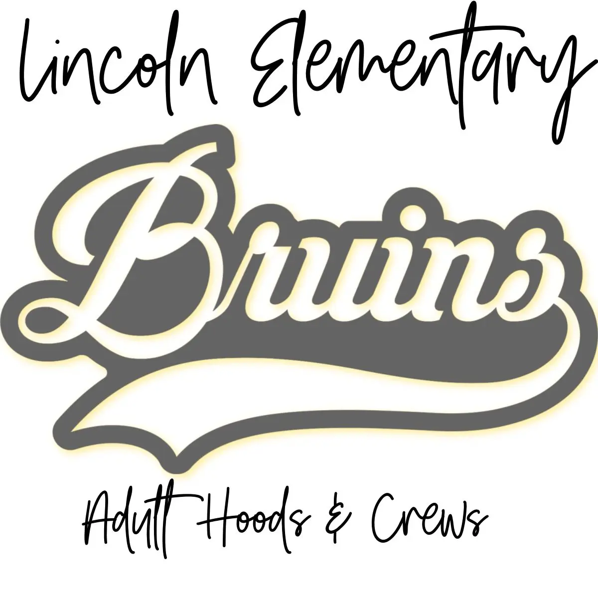 A black and white logo of the lincoln elementary bruins.