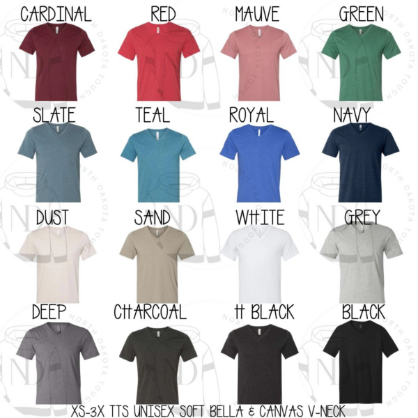 A color chart of different colors for the same shirt.