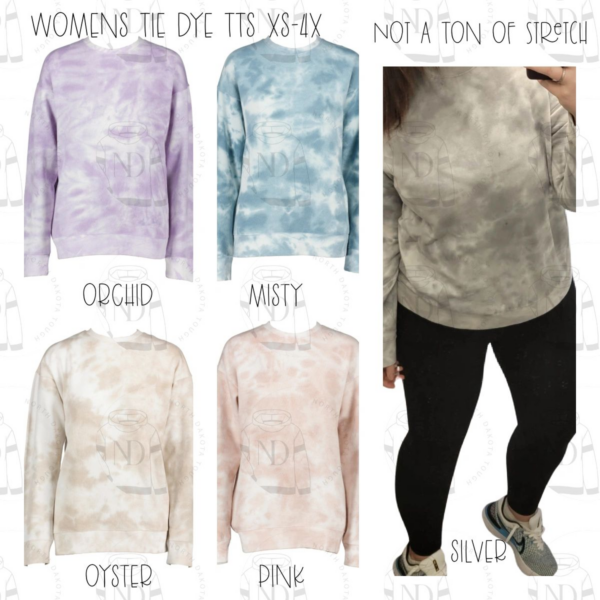 A woman wearing five different colors of clothing.
