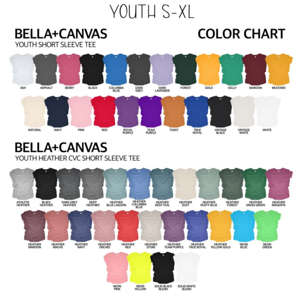 A color chart of the different shirts and sleeves.