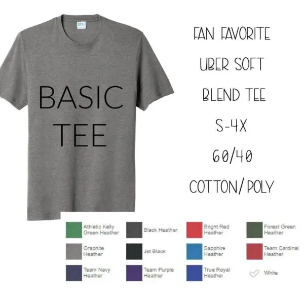 A gray shirt with the words basic tee written on it.