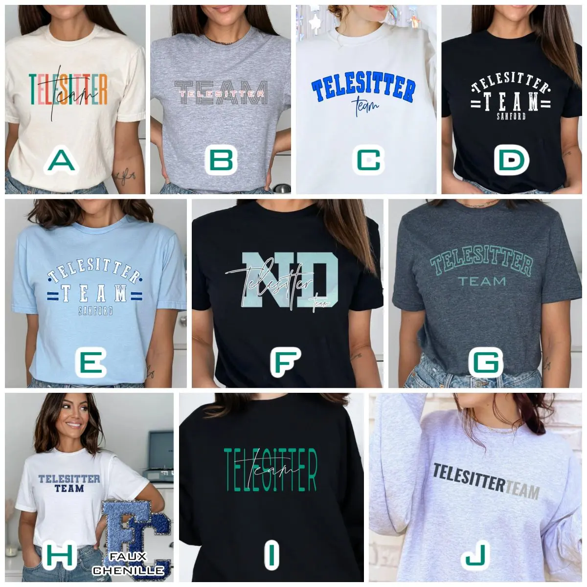 A group of people wearing different shirts with the letters ' n d e f u l t i v e r s t h e