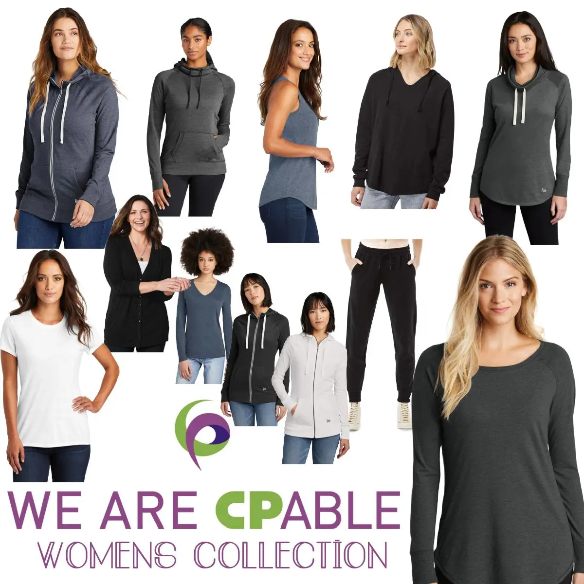 A group of women wearing different styles and colors.
