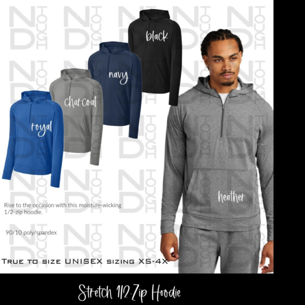 A man in black and gray sweatsuit standing next to another man.