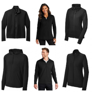 A group of people wearing black clothing.