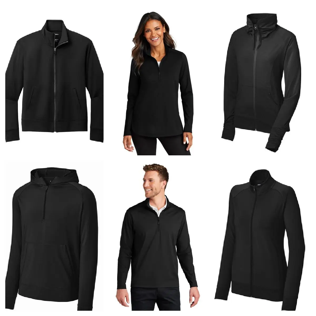 A group of people wearing black clothing.