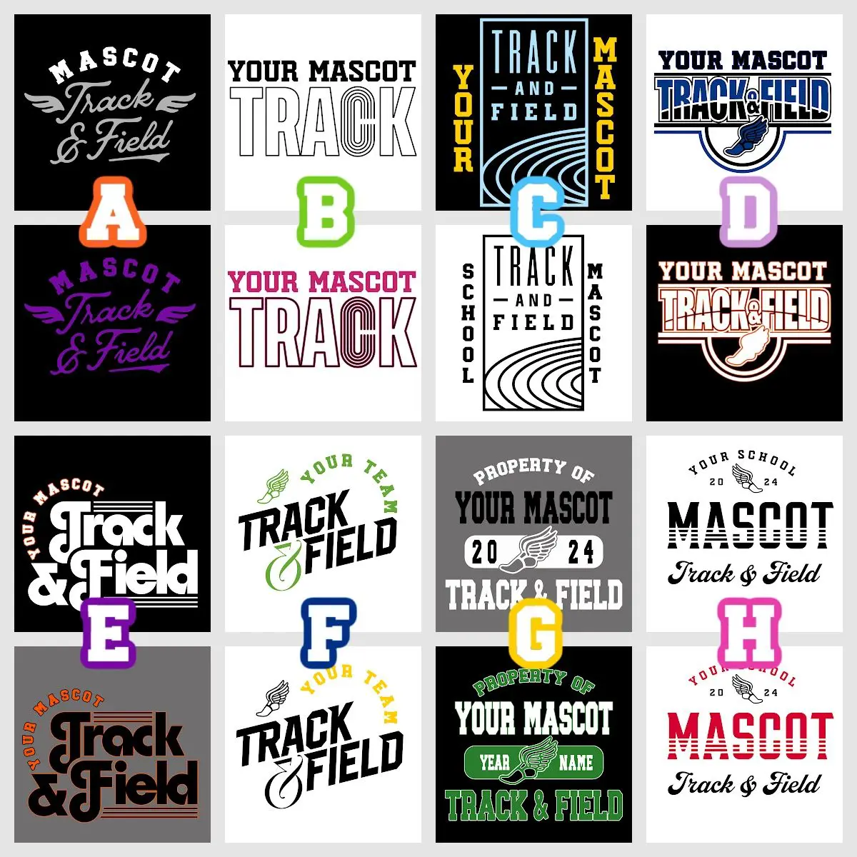 A-b and f are all different types of shirts.