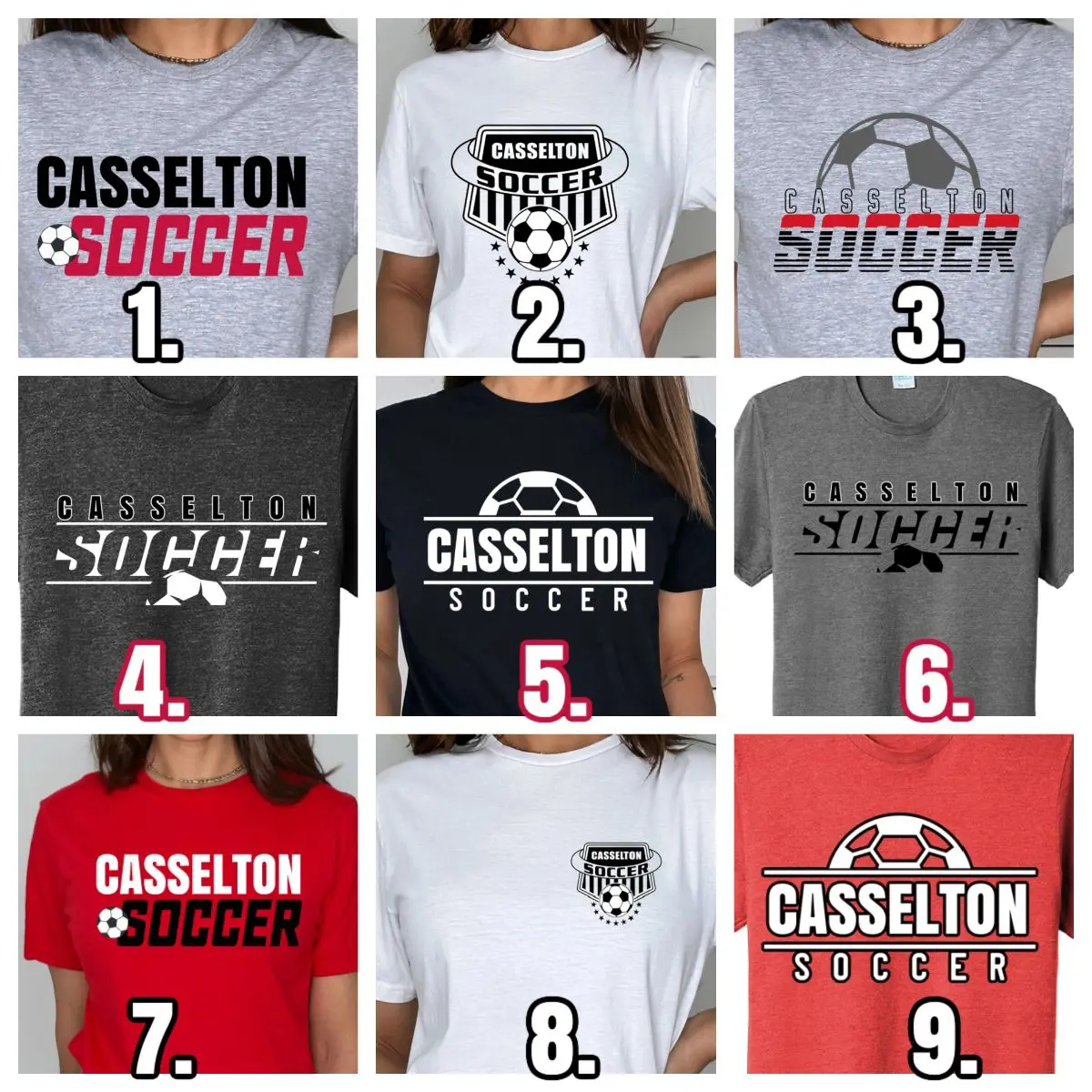 A bunch of different shirts that are on display