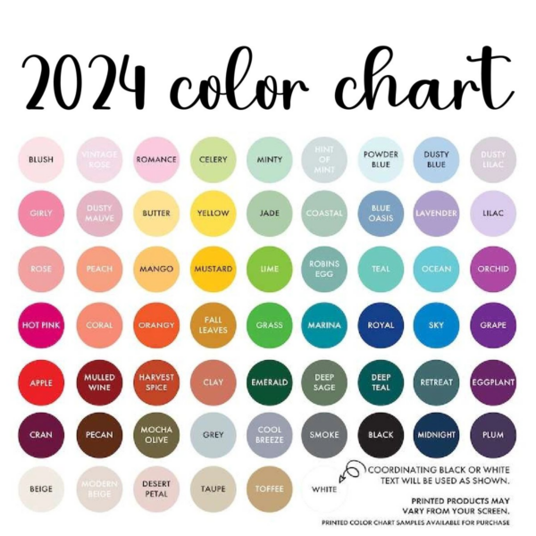 A color chart of all the colors in 2 0 1 4.