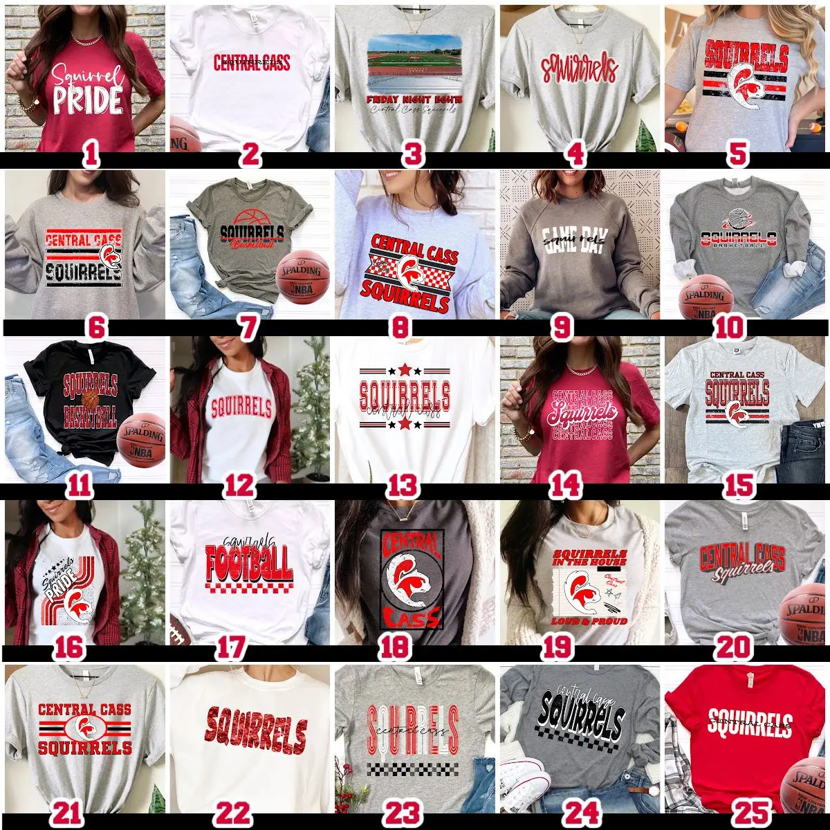A bunch of different shirts that are on display