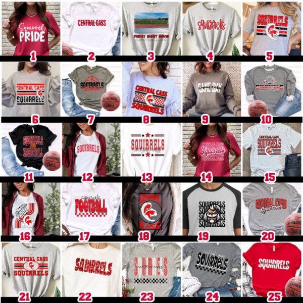 A bunch of different shirts with the number 3 2 on them