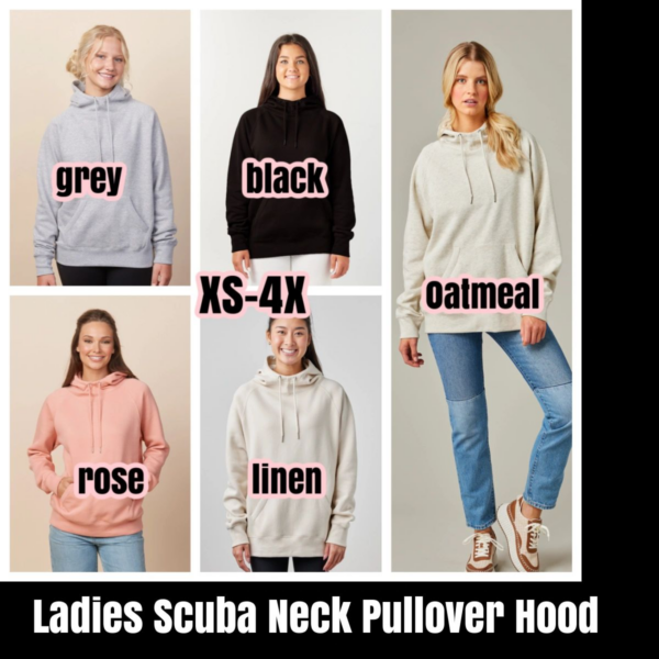A group of women wearing different colors and sizes of hoodies.
