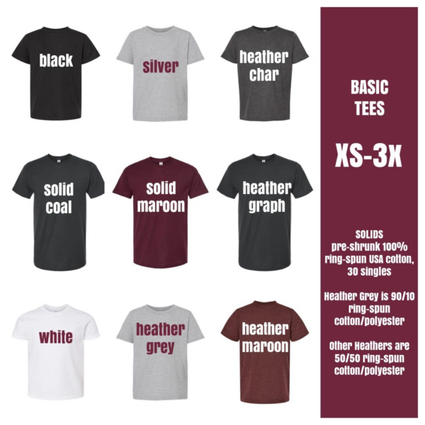 A bunch of different types of basic t-shirts
