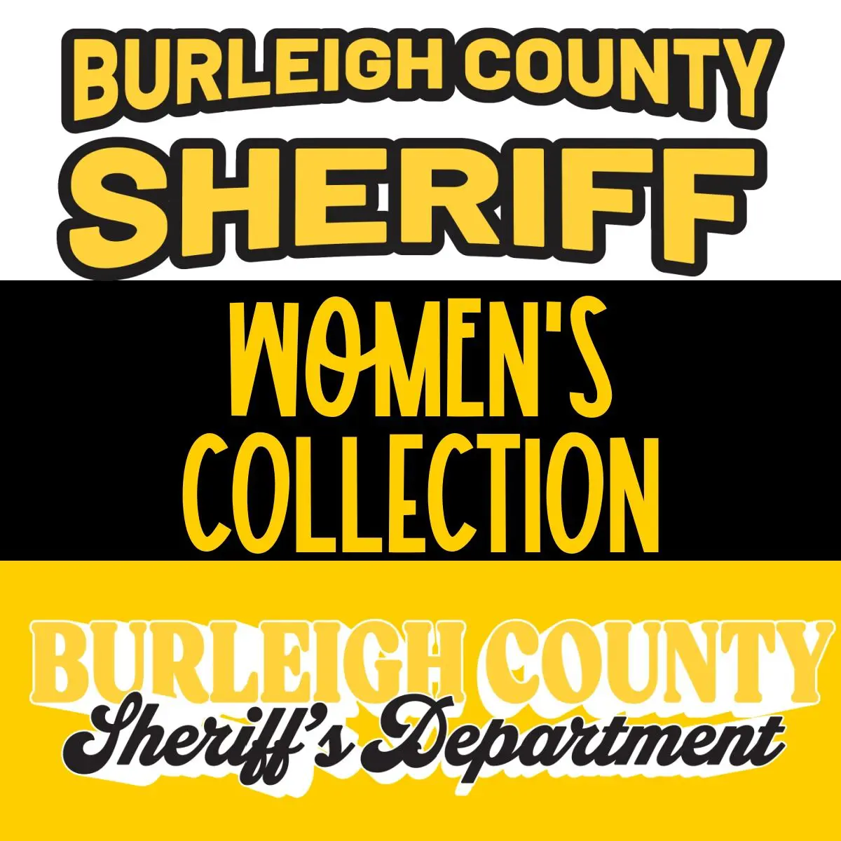 A collection of burleigh county sheriff 's department women 's shirts.