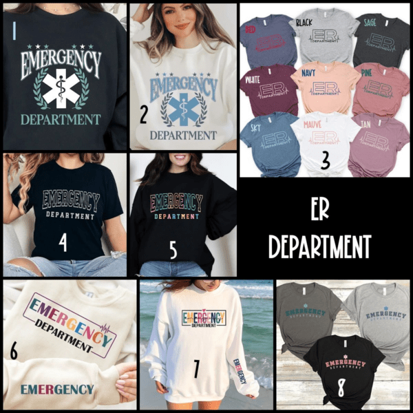 A collage of different shirts with the words " er department ".