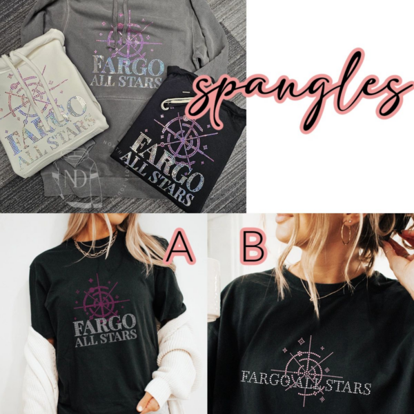 A collage of three different shirts with the words " spangles ".