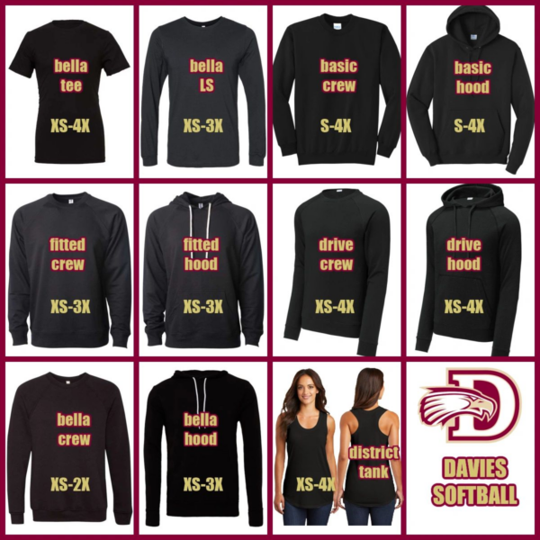 A bunch of different types of shirts and hoodies