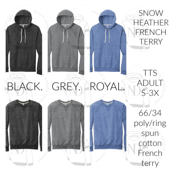A black, grey and royal blue hoodie with different colors of the hood.