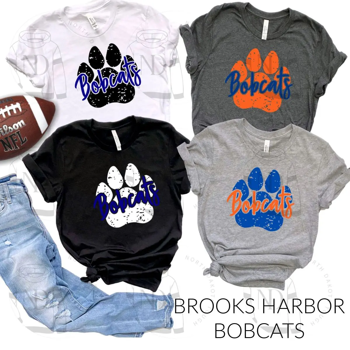 A group of bobcats with their name on them.