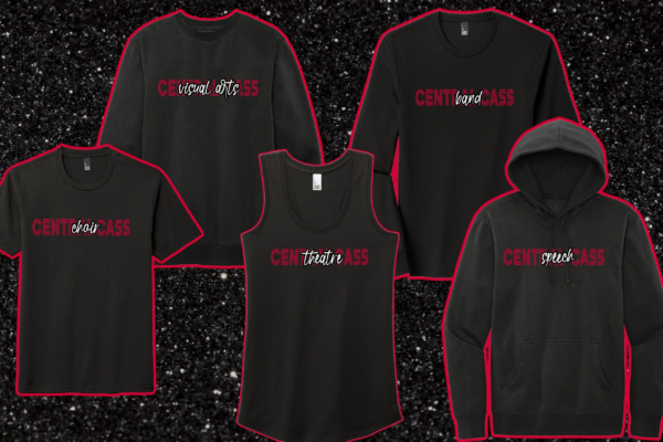 A group of six different shirts and hoodies.