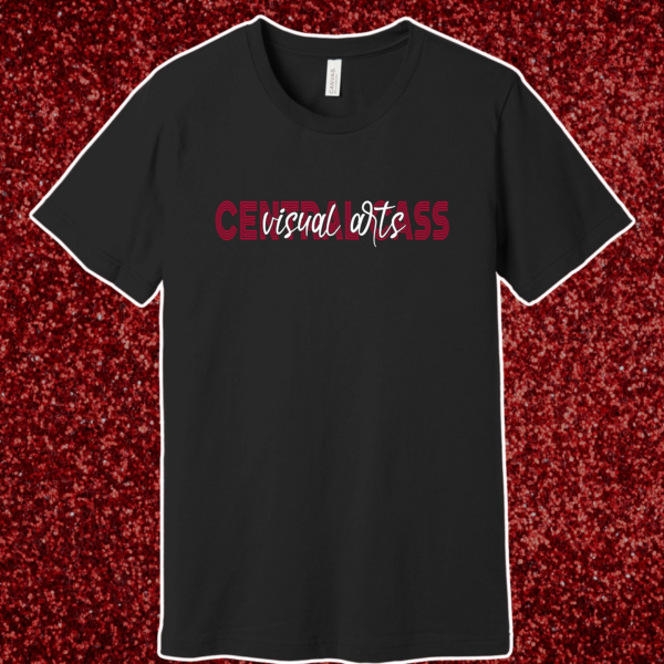 A black t-shirt with the words central mass 5 5 written in red.
