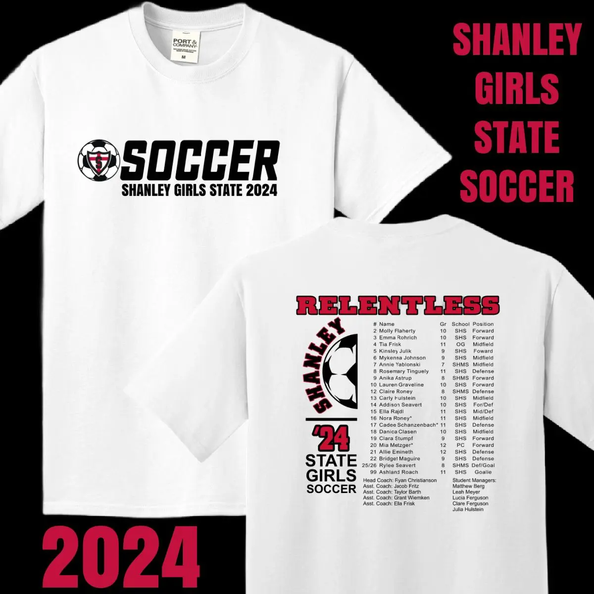 A white shirt with the names of all the teams on it.