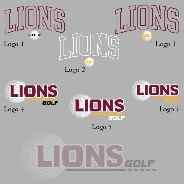 A series of lions logos with different colors.
