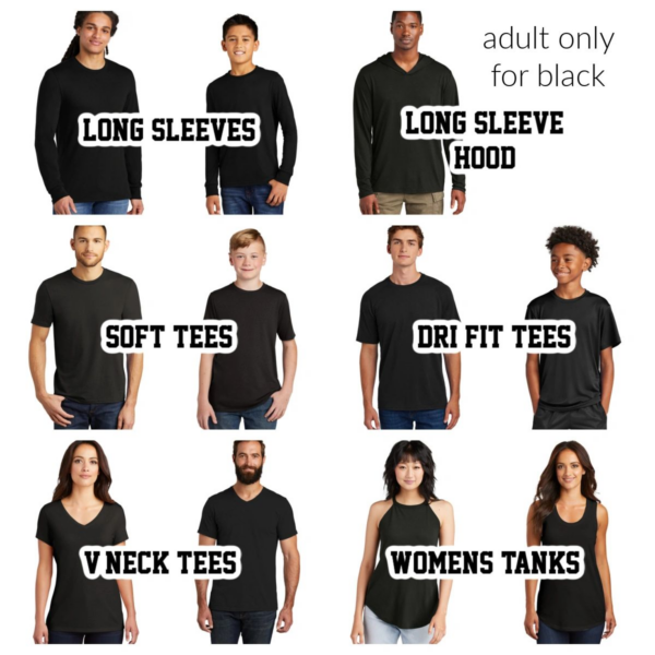 A group of people wearing different types of shirts.
