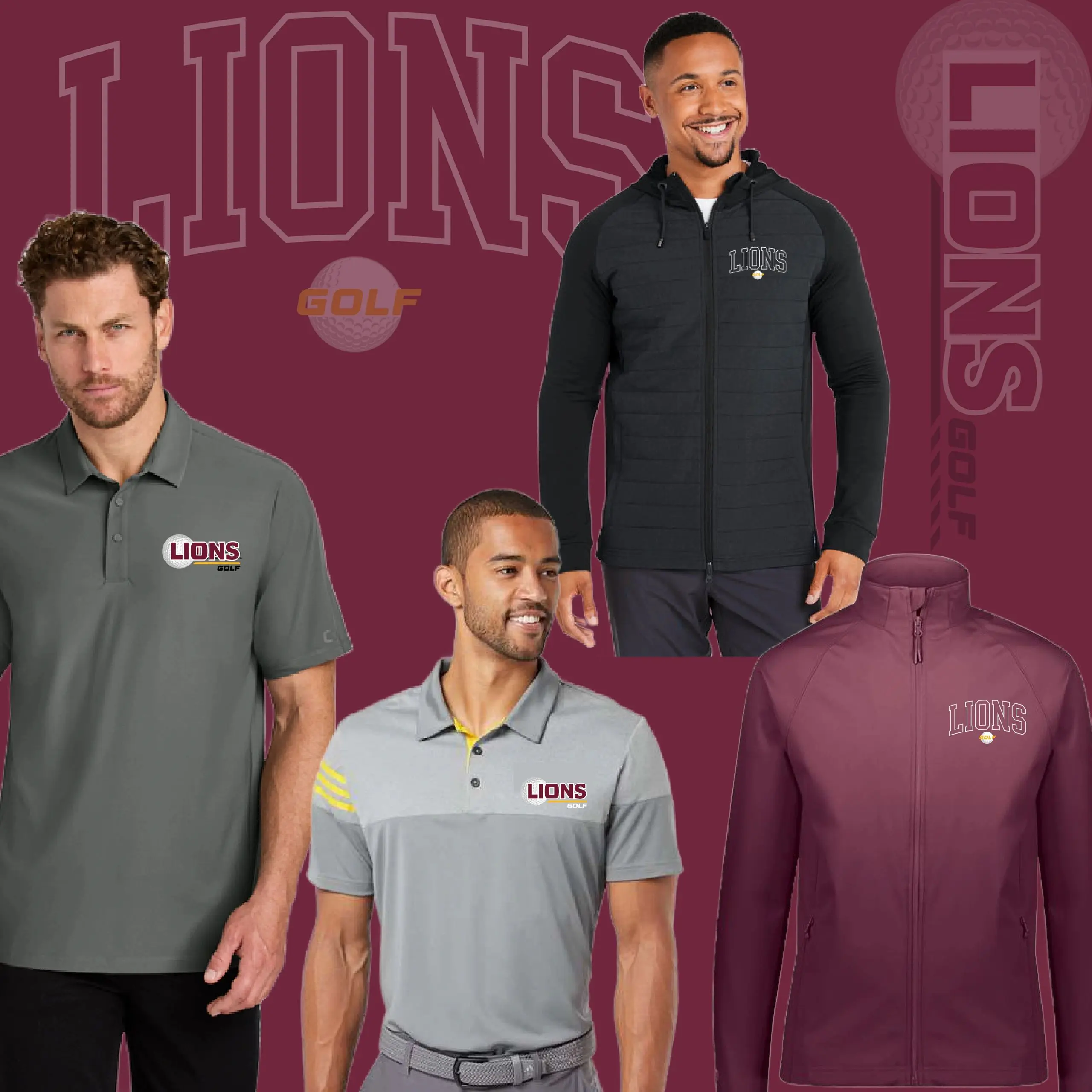 A group of men wearing different colored shirts.