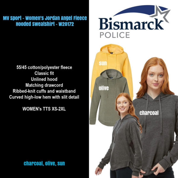 A poster of two women wearing jackets and one is holding onto a sweater.