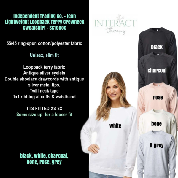 A bunch of different colored shirts and some text