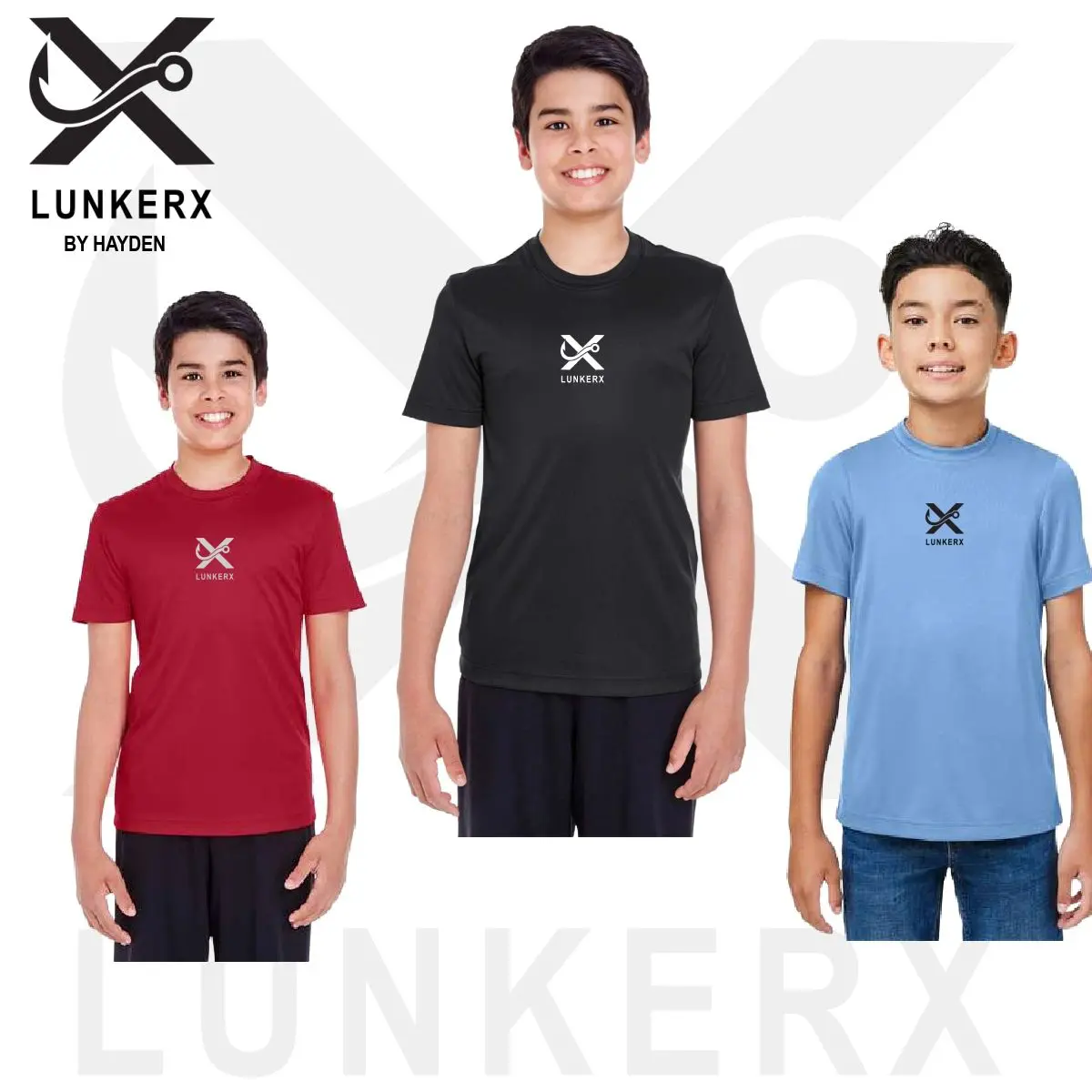 A group of young people wearing different colored shirts.