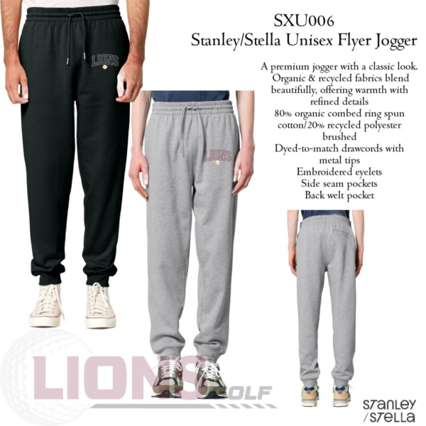 A pair of sweatpants and joggers are shown.