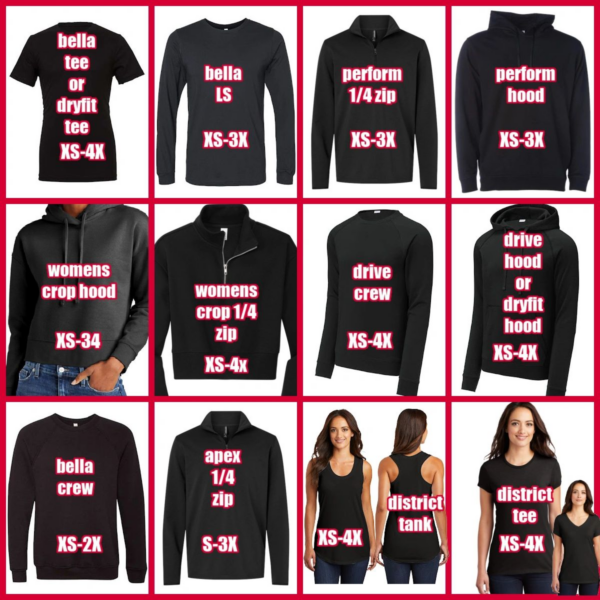 A bunch of different types of shirts with the words " hello ".