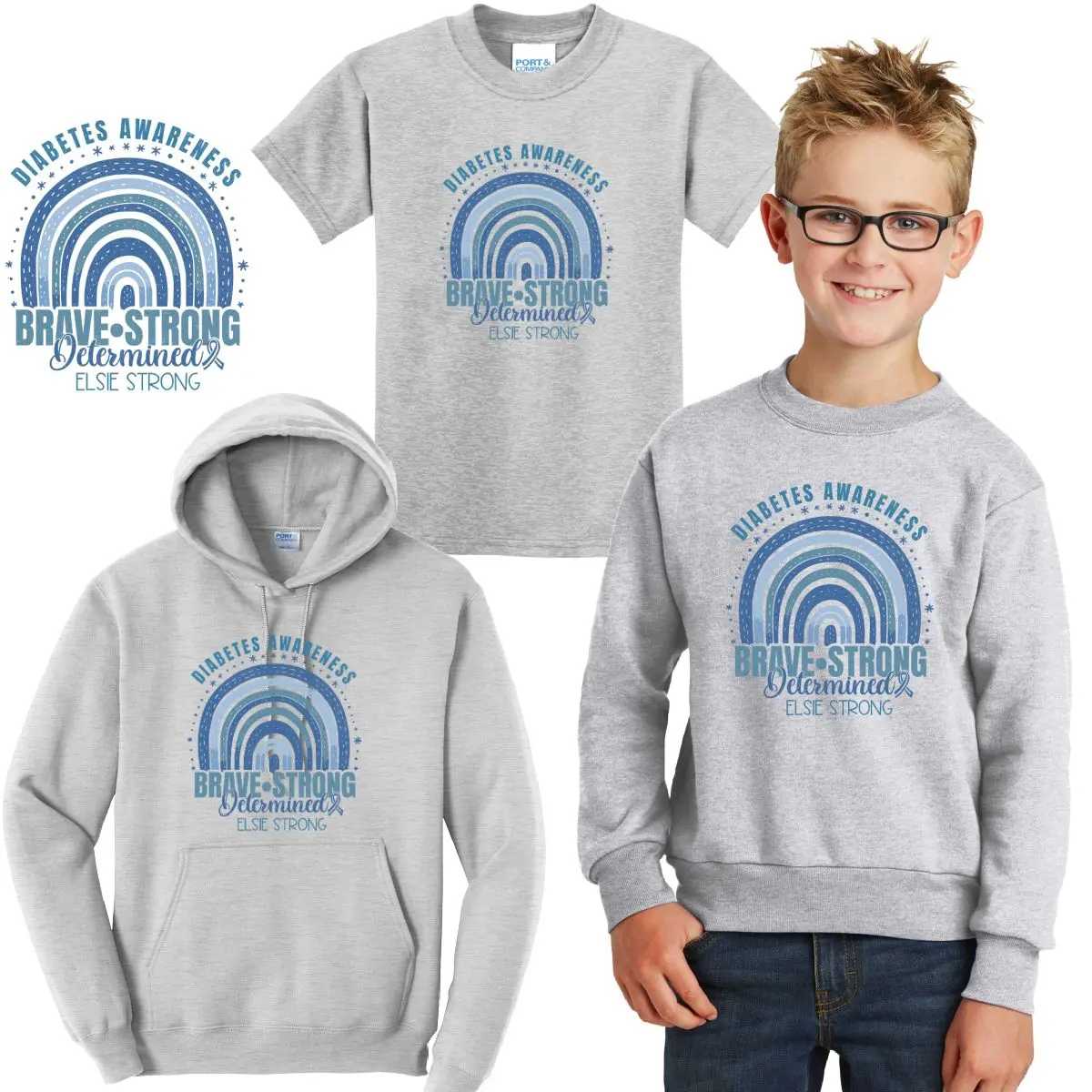 A group of three shirts and one hoodie.