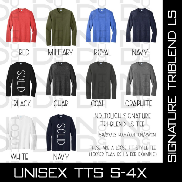 A color chart of different types of clothing.
